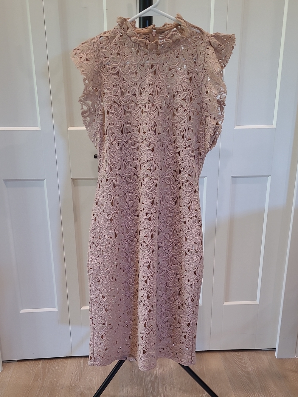 Zara Dusty Pink/Blush Lace Midi Dress